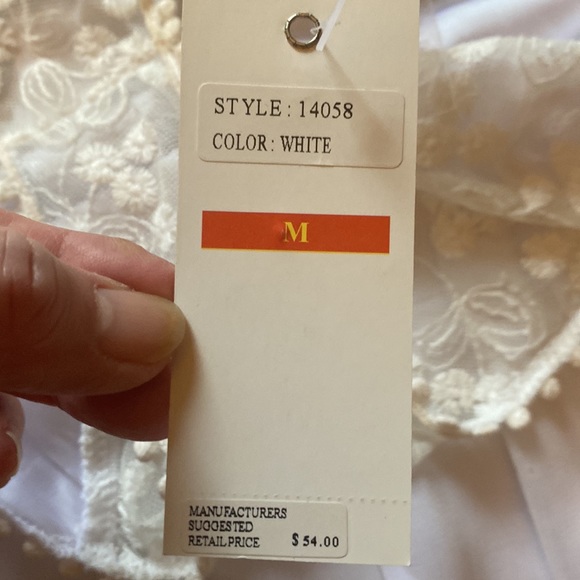 Kaktus NWT White Lined Lace Bubble Mini Dress - Sz M - Picture 4 of 14